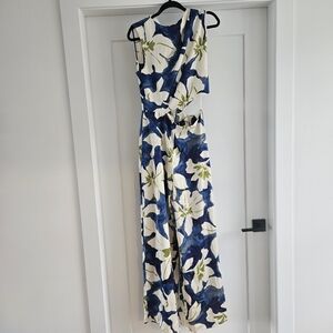Zara Blue and White Floral Jumpsuit